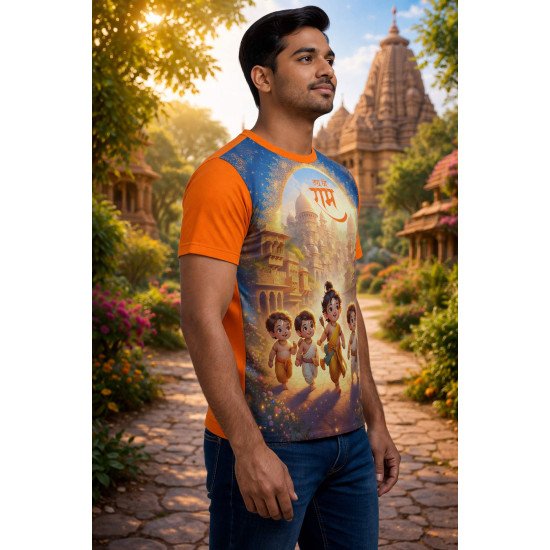 Devotional Polyester Fabric T-shirt | kids Sizes Tee Available | Mens-Tee-FP-D885