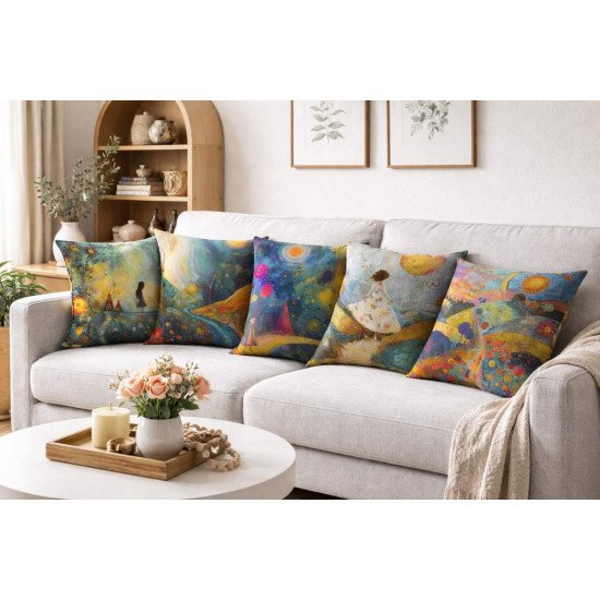Cushion Cover All size | Cushion Fabric Change Option | Pack of 5 Home Decore Cushion Covers Only no Filler include