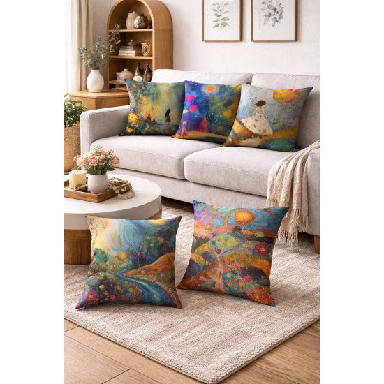 Cushion Cover All size | Cushion Fabric Change Option | Pack of 5 Home Decore Cushion Covers Only no Filler include