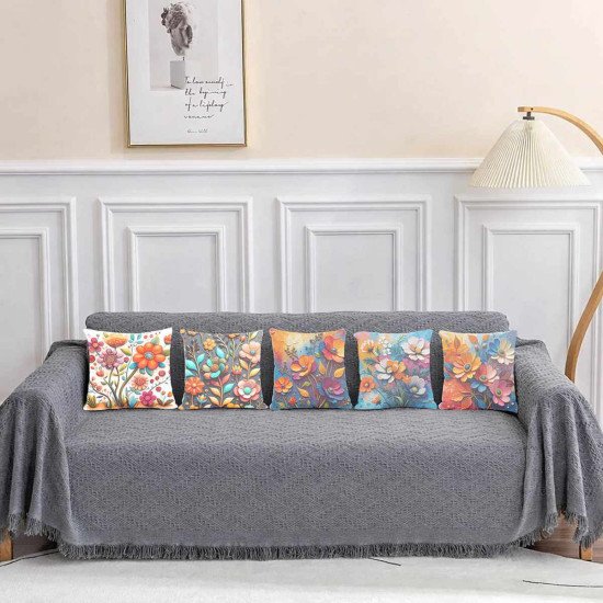 Cushion Cover All size | Cushion Fabric Change Option | Pack of 5 Home Decore Cushion Covers Only no Filler include