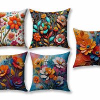 Cushion Cover All size | Cushion Fabric Change Option | Pack of 5 Home Decore Cushion Covers Only no Filler include