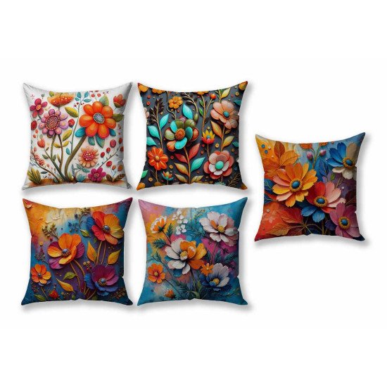 Cushion Cover All size | Cushion Fabric Change Option | Pack of 5 Home Decore Cushion Covers Only no Filler include