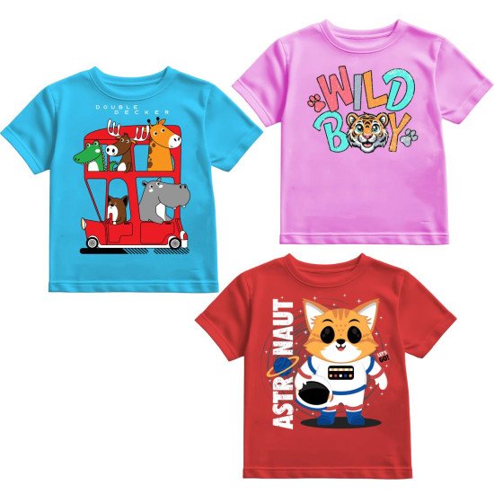 KIDS TSHIRT PACK OF 3 FABRIC COTTON BLEND , QUALITY TSHIRT FOR DAILY USE 