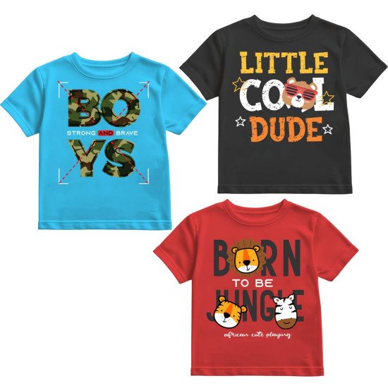 KIDS TSHIRT PACK OF 3 FABRIC COTTON BLEND , QUALITY TSHIRT FOR DAILY USE 