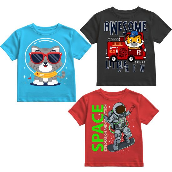KIDS TSHIRT PACK OF 3 FABRIC COTTON BLEND , QUALITY TSHIRT FOR DAILY USE 