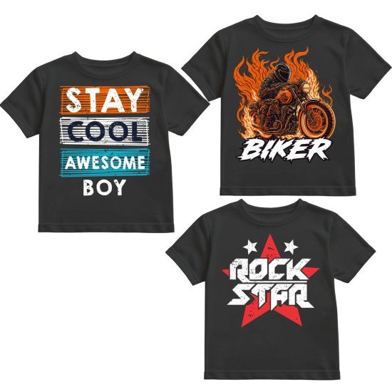 KIDS TSHIRT PACK OF 3 FABRIC COTTON BLEND , QUALITY TSHIRT FOR DAILY USE 