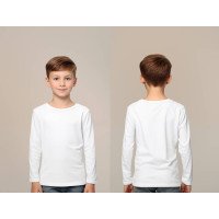 Kids  White Polyester fabric full sleeve customized print T-shirt GSM 100-