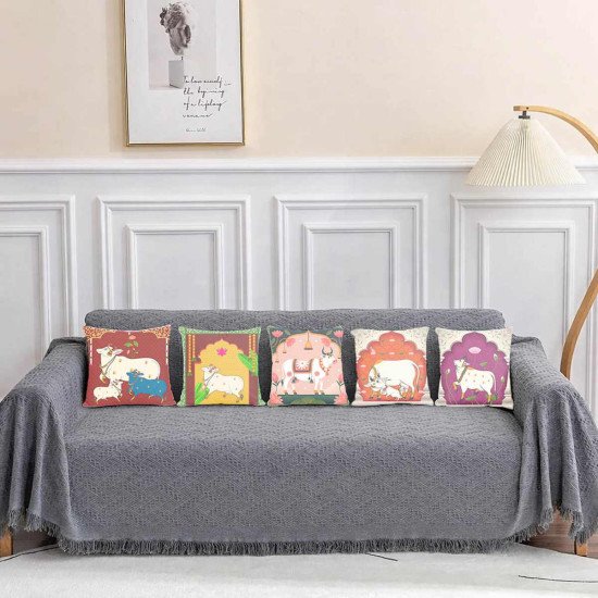 Cushion Cover All size | Cushion Fabric Change Option | Pack of 5 Home Decore Cushion Covers Only no Filler include