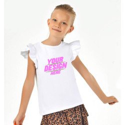 Girls caps leeve customized print Tshirt