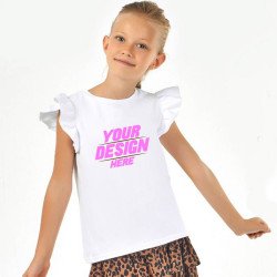 Girls caps leeve customized print Tshirt