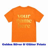 Kids Customize T-shirt Pure Cotton Golden Silver Glitter Printing Vinyl Category print| Style No.CUS-Tkids-SPL-72