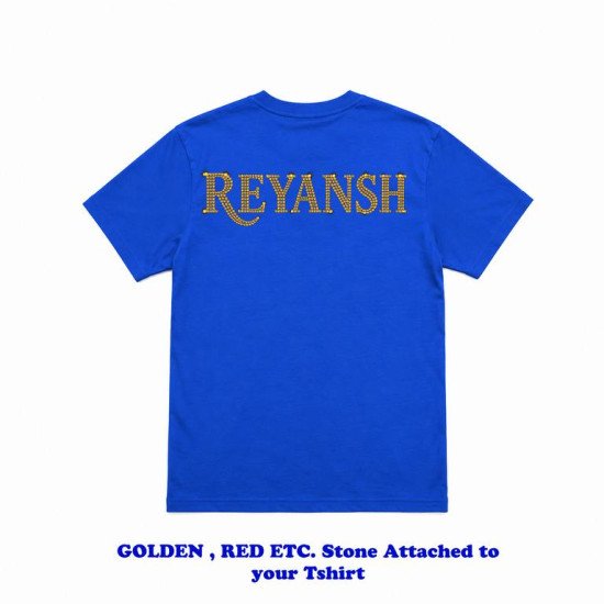 Kids Customize T-shirt Pure Cotton Golden Silver Multicolor Stone Attaching | Style No.CUS-Tkids-SPL-Stone-74