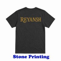 Kids Customize T-shirt Pure Cotton Golden Silver Multicolor Stone Attaching | Style No.CUS-Tkids-SPL-Stone-74