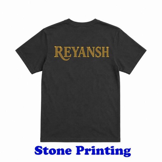 Kids Customize T-shirt Pure Cotton Golden Silver Multicolor Stone Attaching | Style No.CUS-Tkids-SPL-Stone-74