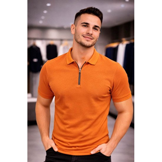 Customize Polo T-shirt  | PC Matty Fabric  |  Zipper closer | Style No. Cus-Polo-N18